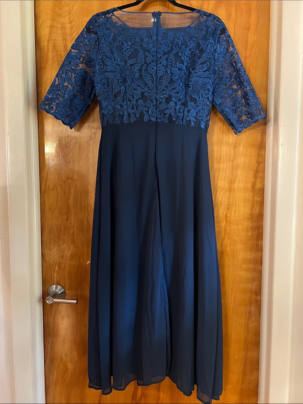 Elegant Navy Lace Bodice Dress - Picture 7 of 7